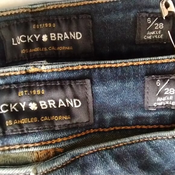 SET of 2 LUCKY BRAND Med-Dark Wash "LOLITA SKINNY" Jeans Sz 6/28 Ankle - Picture 4 of 5